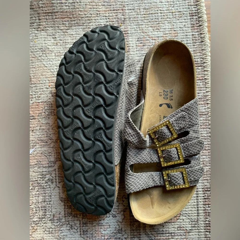 Birkenstock Betula 230 Sandals Slides Gold Buckle Summer Shoes Women Size 5.5 - Picture 4 of 7
